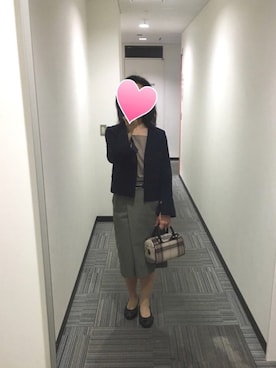 「紺ジャケット」｜「アイテム（その他アウター）」を使った、えむえふさん（レディース・158cm）の秋コーディネート