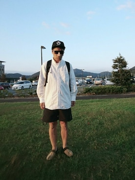 「MOUNTAIN RESEARCH（マウンテンリサーチ）のアイテム（キャップ）」を使った、ハシタケさん（メンズ・171cm）の秋コーディネート