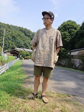 「MOUNTAIN RESEARCH（マウンテンリサーチ）のアイテム（キャップ）」を使った、ハシタケさん（メンズ・171cm）の夏コーディネート