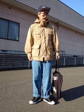 「オールスター」｜「アイテム（マウンテンパーカー）」を使った、ハシタケさん（メンズ・171cm）の秋コーディネート
