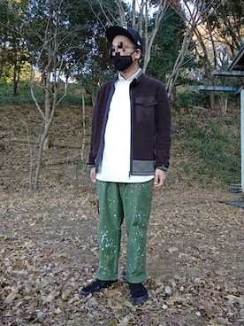 「MOUNTAIN RESEARCH（マウンテンリサーチ）のアイテム（キャップ）」を使った、ハシタケさん（メンズ・171cm）の冬コーディネート