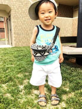 「OSHKOSH（オシュコシュ）のアイテム（タンクトップ）」を使った、yumama77さん（キッズ・80cm）の夏コーディネート