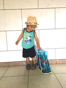 「OSHKOSH（オシュコシュ）のアイテム（タンクトップ）」を使った、yumama77さん（キッズ・80cm）の夏コーディネート