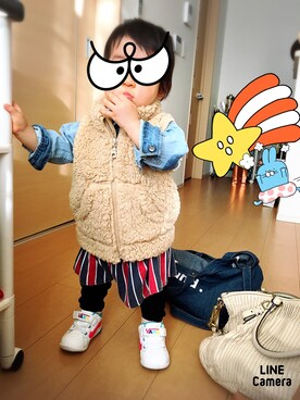 「babygap」｜「アイテム（その他アウター）」を使った、NikoNikoNikoさん（キッズ・60cm）の冬コーディネート