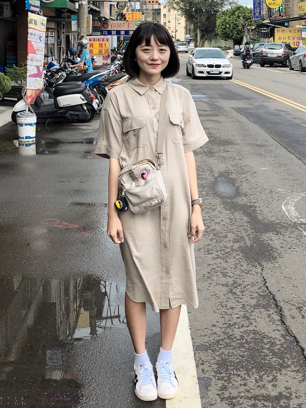 「plain-meのアイテム（バッグ、ベージュ系）」を使った、林郁芳 Miki🇹🇼さん（レディース・160cm）の夏コーディネートの1枚目の写真