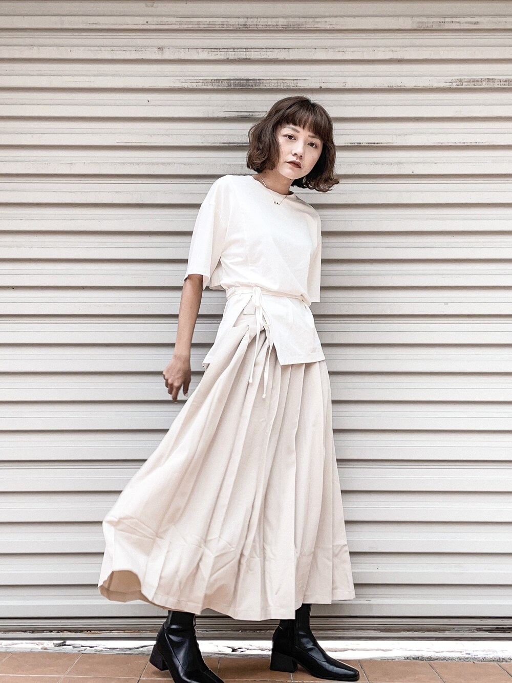 「mougganのアイテム（その他トップス、ホワイト系）」を使った、林郁芳 Miki🇹🇼さん（レディース・160cm）の秋コーディネートの1枚目の写真