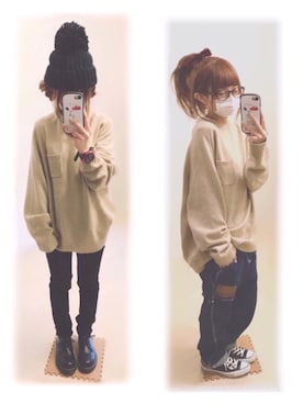 「Dr. Martens（ドクターマーチン）のDr.Martens (ドクターマーチン)/1461 3EYE GIBSON SHOES（その他シューズ）」を使った、ぷぷこ   ༘*﻿さん（レディース・151cm）の冬コーディネート