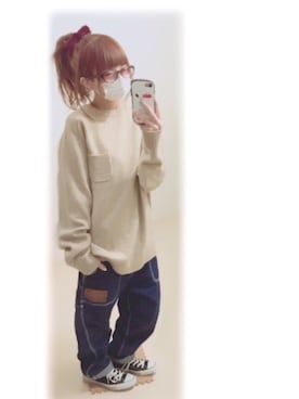 「ロールアップ」｜「アイテム（PC・スマホグッズ/家電）」を使った、ぷぷこ   ༘*﻿さん（レディース・151cm）の冬コーディネート