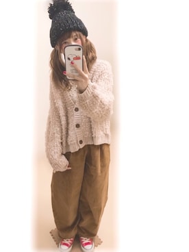 「アイテム（スマホケース/カバー、ホワイト系）」を使った、ぷぷこ   ༘*﻿さん（レディース・151cm）の秋コーディネート