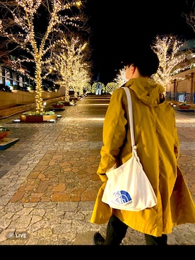 「ノースフェイス」｜「アイテム（ステンカラーコート）」を使った、Fさん（メンズ・171cm）の冬コーディネート