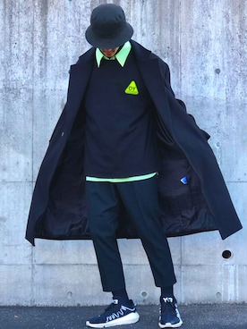 「shiyoh」｜「アイテム（チェスターコート）」を使った、LEONさん（メンズ・178cm）の冬コーディネート
