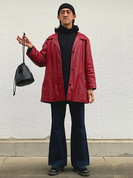 「shiyoh」｜「アイテム（ライダースジャケット）」を使った、LEONさん（メンズ・178cm）の春コーディネート