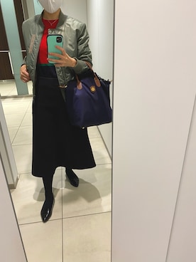 「アイテム（MA-1）」を使った、mimiさん（レディース・154cm）の冬コーディネート