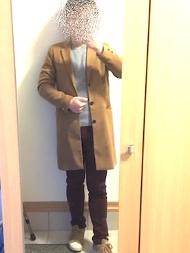 「Right-on（ライトオン）のアイテム（チェスターコート）」を使った、たいのすけさん（メンズ・172cm）の冬コーディネート