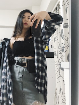 「STYLENANDA（スタイルナンダ）のアイテム（デニムスカート）」を使った、Dzung Phuong Nguyenさん（レディース・155cm）の夏コーディネート