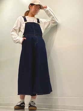 「Chez toi（シェトワ）のアイテム（ジャンパースカート）」を使った、Nanaさん（レディース・173cm）の春コーディネート