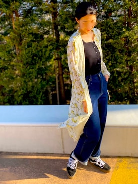 「2wayワンピース」｜「アイテム（シャツワンピース）」を使った、Nanaさん（レディース・173cm）の春コーディネート