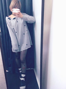 「ロック」｜「アイテム（タイツ/ストッキング）」を使った、はるぽてとさん（レディース・155cm）の冬コーディネート