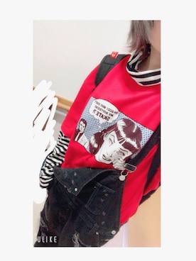 「ロック」｜「アイテム（サロペット/オーバーオール）」を使った、はるぽてとさん（レディース・155cm）の春コーディネート