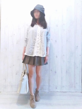 「skirt」｜「アイテム（ブーティ）」を使った、X*_*Jiさん（レディース・163cm）の春コーディネート
