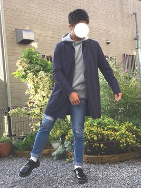 「アイテム（チェスターコート）」を使った、のむさんさん（メンズ・173cm・10代）の秋コーディネート