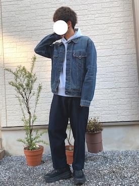 「ペールトーン」｜「アイテム（デニムジャケット）」を使った、のむさんさん（メンズ・173cm）の春コーディネート
