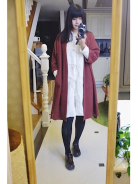 「chambre de charme（シャンブルドゥシャーム）のアイテム（その他アウター）」を使った、finobearさん（レディース・164cm）の秋コーディネート