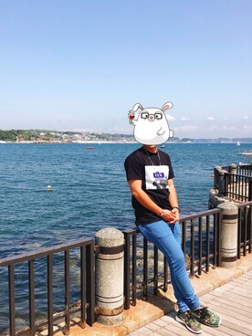 「GOD SELECTION XXX（ゴッドセレクショントリプルエックス）のアイテム（Tシャツ/カットソー、ブラック系）」を使った、まーくんさん（メンズ・171cm）の春コーディネート