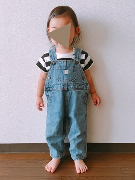 「Carhartt（カーハート）のアイテム（サロペット/オーバーオール）」を使った、naaaさん（キッズ・80cm）の夏コーディネート
