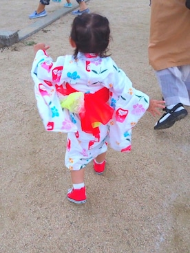「アイテム（水着/着物・浴衣、ホワイト系）」を使った、naaaさん（キッズ・80cm）の夏コーディネート