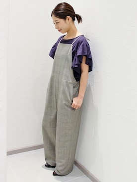 「袖フリル」｜「アイテム（サロペット/オーバーオール）」を使った、Yuiさん（レディース・157cm）の夏コーディネート