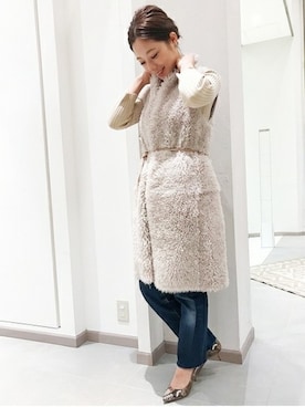 「サッシュベルト」｜「アイテム（その他アウター）」を使った、Yuiさん（レディース・157cm）の秋コーディネート