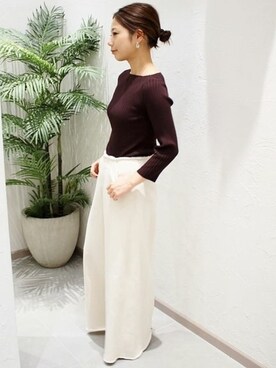 「アイテム（デニムパンツ、ベージュ系）」を使った、Yuiさん（レディース・157cm）の冬コーディネート