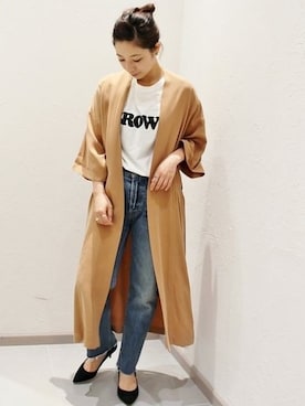 「アイテム（その他アウター、イエロー系）」を使った、Yuiさん（レディース・157cm）の夏コーディネート