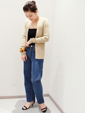 「リブニット」｜「アイテム（アンダーウェア）」を使った、Yuiさん（レディース・157cm）の秋コーディネート