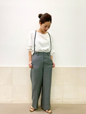 「アイテム（サンダル、グリーン系）」を使った、Yuiさん（レディース・157cm）の春コーディネート