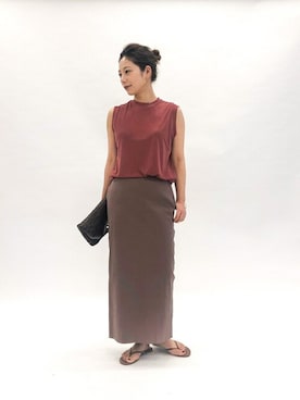 「アイテム（タンクトップ、ピンク系）」を使った、Yuiさん（レディース・157cm）の春コーディネート