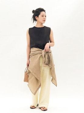 「アイテム（パンツ、イエロー系）」を使った、Yuiさん（レディース・157cm）の春コーディネート