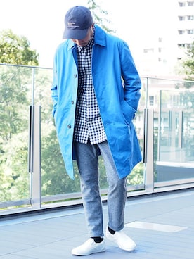 「B:MING by BEAMS（ビーミングバイビームス）のアイテム（ステンカラーコート）」を使った、佐藤嘉紀さん（メンズ・174cm）の秋コーディネート