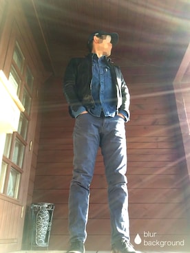 「ラコステ」｜「アイテム（ライダースジャケット）」を使った、Mr.NORTHさん（メンズ・178cm）の秋コーディネート
