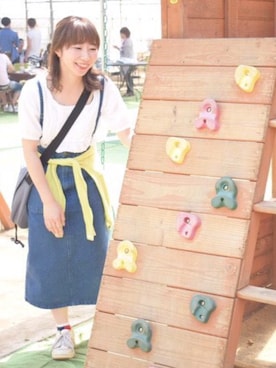 「FUN（ファン）のアイテム（サロペット/オーバーオール）」を使った、RIEさん（レディース・151cm）の春コーディネート