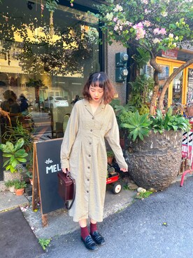 「MEIER.Q（マイヤーキュー）のアイテム（シャツワンピース）」を使った、Chantalさん（レディース・164cm）の冬コーディネート