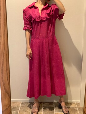 「アイテム（ドレス、ピンク系）」を使った、droomtuin_vintageさん（レディース・158cm）の夏コーディネート