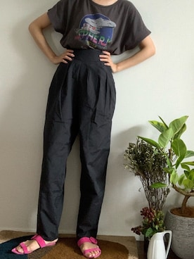 「BEAUTY&YOUTH UNITED ARROWS（ビューティーアンドユースユナイテッドアローズ）のアイテム（Tシャツ/カットソー、ブラック系）」を使った、droomtuin_vintageさん（レディース・158cm）の夏コーディネート