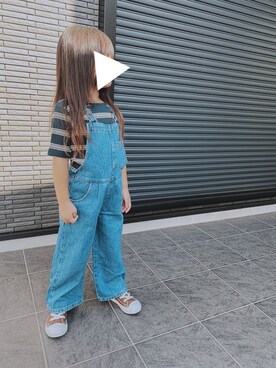 「リブT」｜「アイテム（オールインワン・サロペット）」を使った、ra⋆yuさん（キッズ・110cm）の夏コーディネート