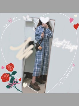 「日系极简」｜「アイテム（シャツワンピース）」を使った、宝藏萝莉女孩さん（レディース・150cm）の春コーディネート