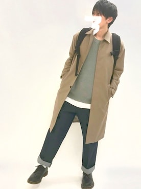 「リーバイス」｜「アイテム（ステンカラーコート）」を使った、kazuyaさん（メンズ・167cm）の春コーディネート