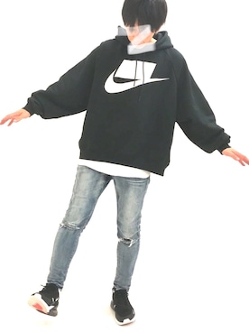 「jiggys shop（ジギーズショップ）のストレッチスキニーパンツ デニム & ダメージデニム アンクルパンツ（デニムパンツ）」を使った、kazuyaさん（メンズ・167cm）の春コーディネート