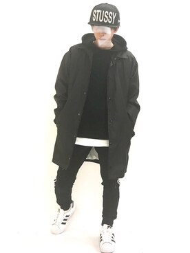 「WEGO（ウィゴー）のWEGO/サイドスリットカラープルパーカー（パーカー）」を使った、kazuyaさん（メンズ・167cm）の春コーディネート