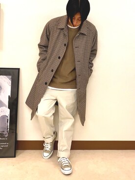 「SENSE OF PLACE by URBAN RESEAR」｜「アイテム（ステンカラーコート）」を使った、kazuyaさん（メンズ・167cm）の春コーディネート